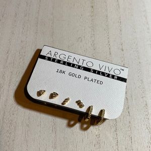 Set of 3 18K Gold Plated Sterling Silver